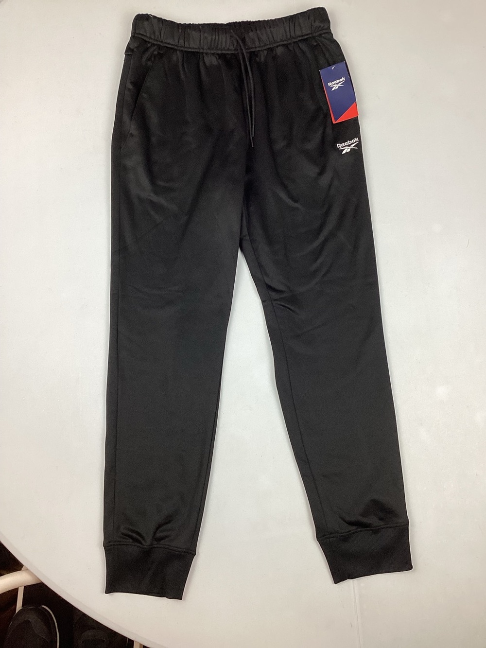 Reebok Black Jogger Sweatpants Fleece Lined Medium Slim Fit NEW! Retail $45